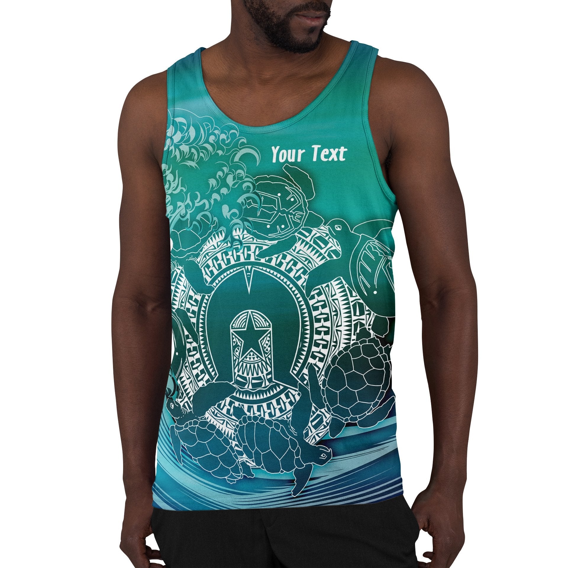 Custom Aboriginal Men's Tank Top, Torres Strait Islands in Wave - Vibe Hoodie Shop