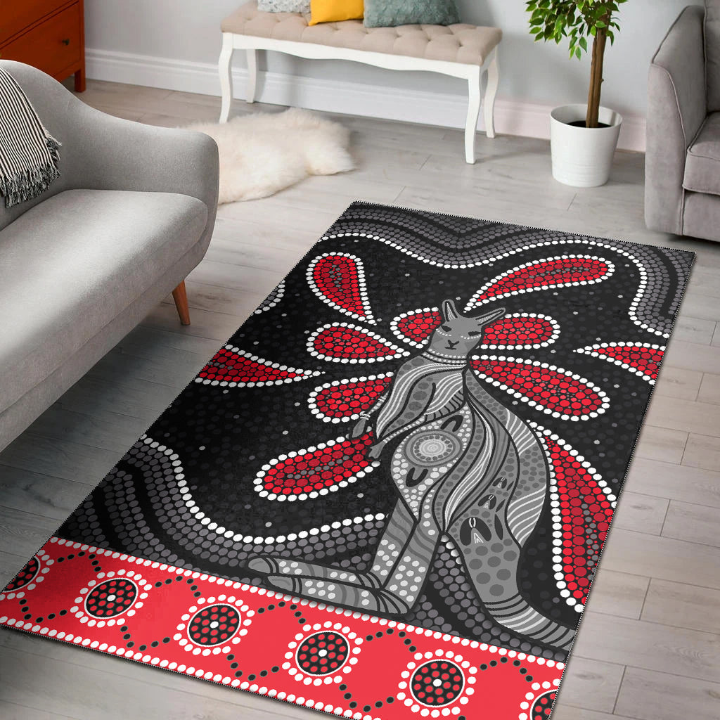 Aboriginal Boomerang Area Rug Kangaroo Australia - Vibe Hoodie Shop