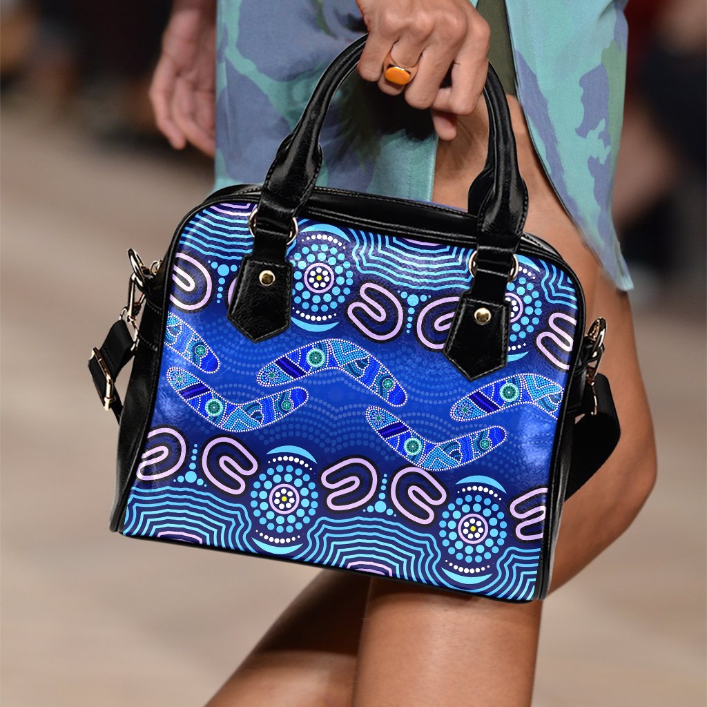 ABoriginal Shoulder Handbags - Boomerangs And Dot Painting Art Ver02 - - Vibe Hoodie Shop