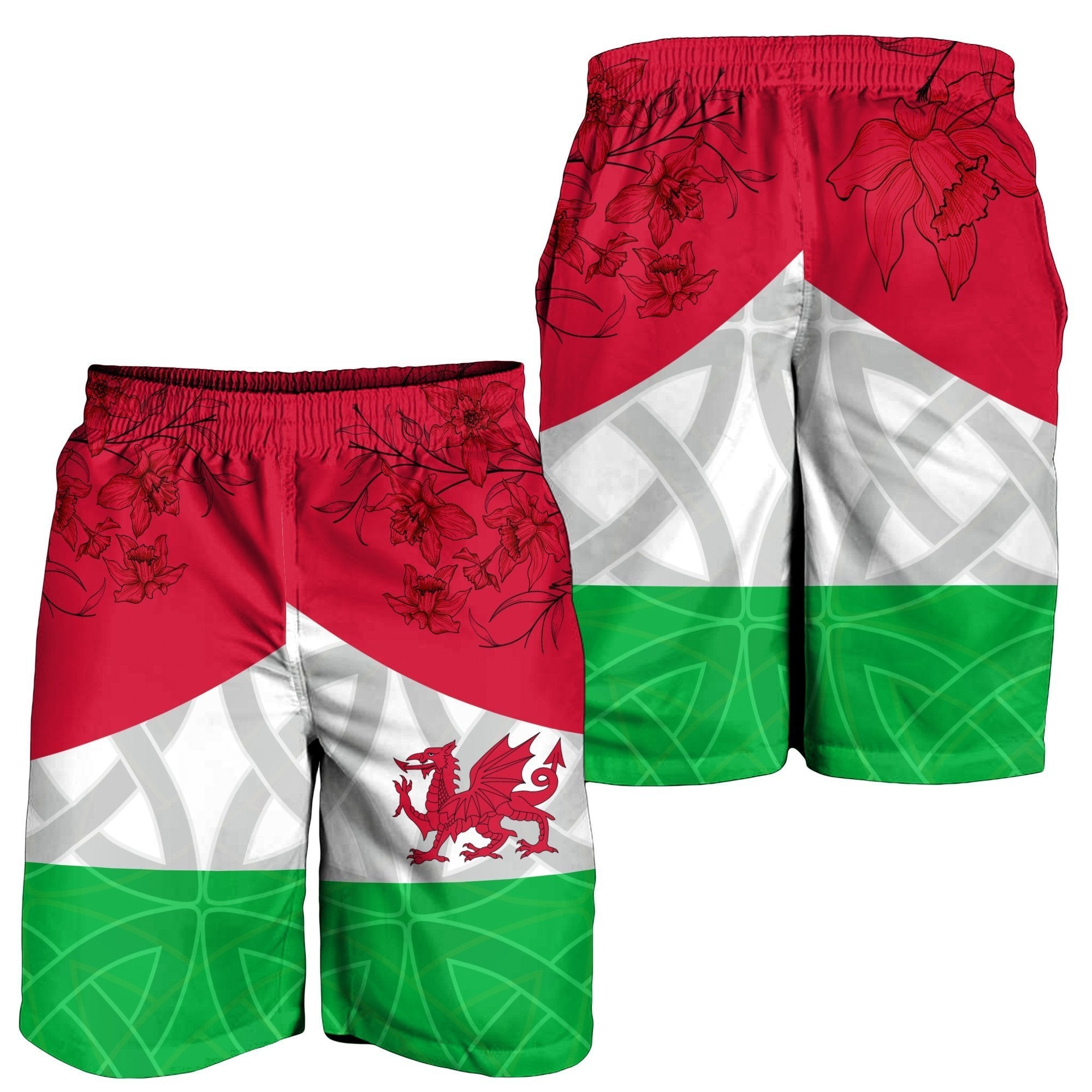 Wales Celtic Men's Shorts - Cymru combined Daffodil - Vibe Hoodie Shop