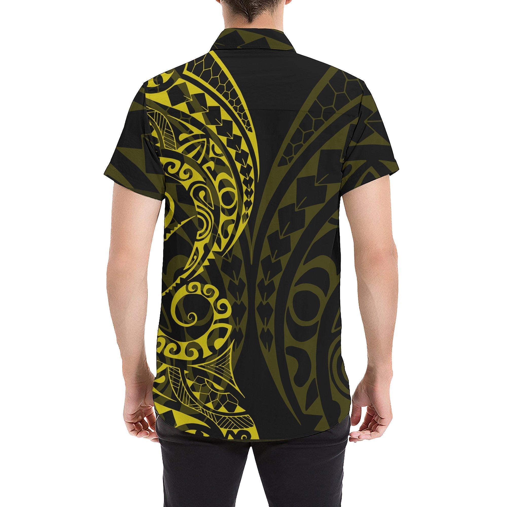 Guam Poly Short Sleeve Shirt Yellow - Vibe Hoodie Shop