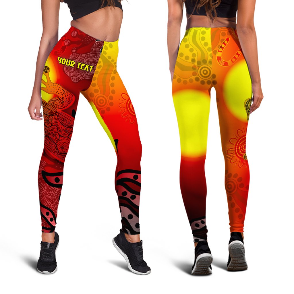 Custom Aboriginal Leggings - Indigenous Frog (Red) - Vibe Hoodie Shop