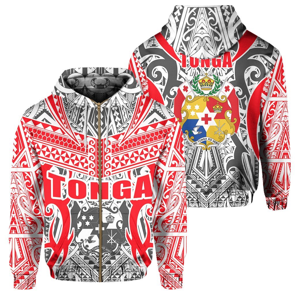 Tonga Hoodie - Kingdom Of Tonga Zip Hoodie - White Ver - Vibe Hoodie Shop