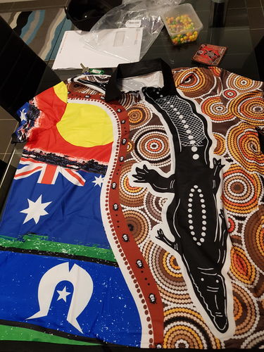 Polo Shirt - Australian Aboriginal Crocodile With NAIDOC Flags - Vibe Hoodie Shop