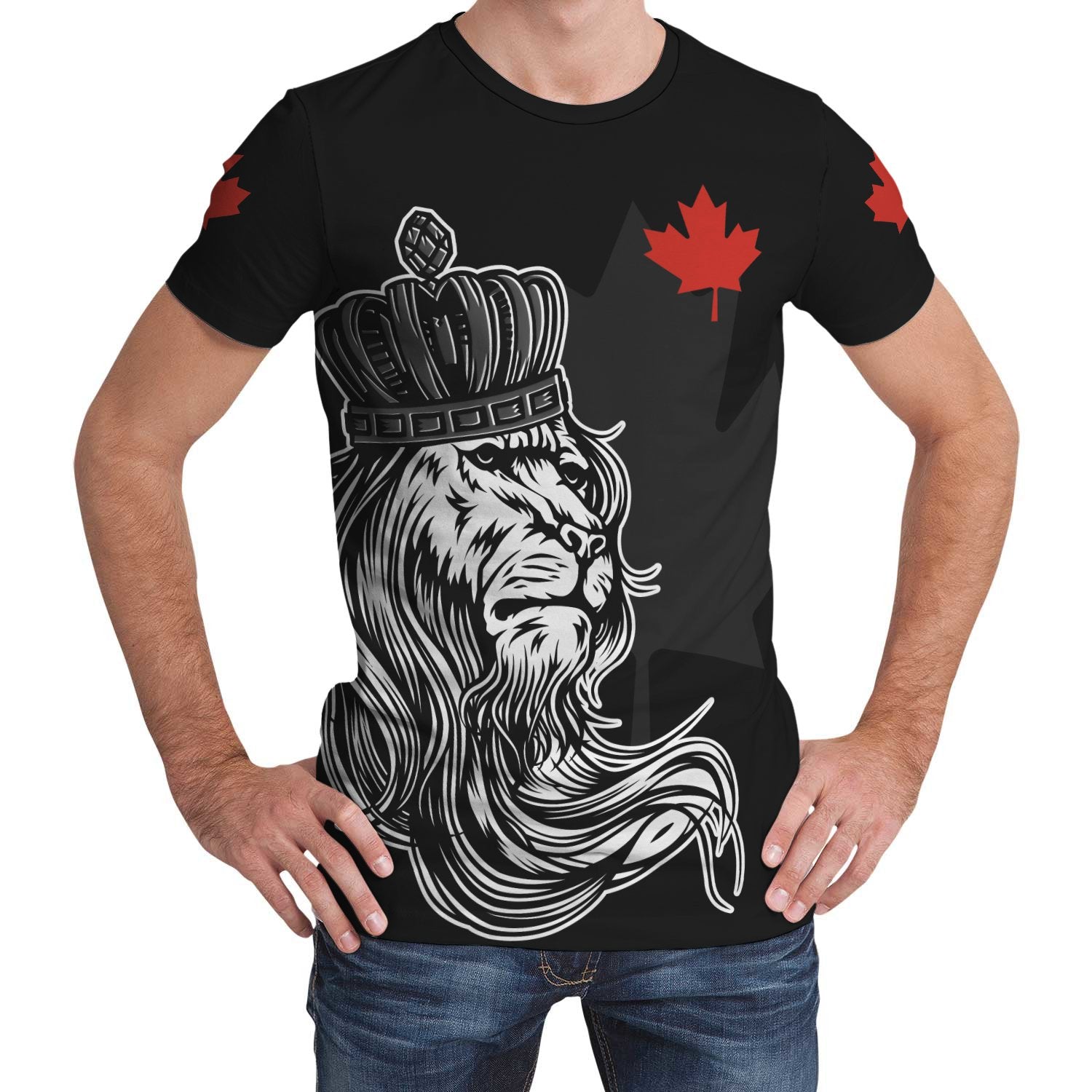 Canada T shirt - Lion With Crown (Women's/Men's) - Vibe Hoodie Shop