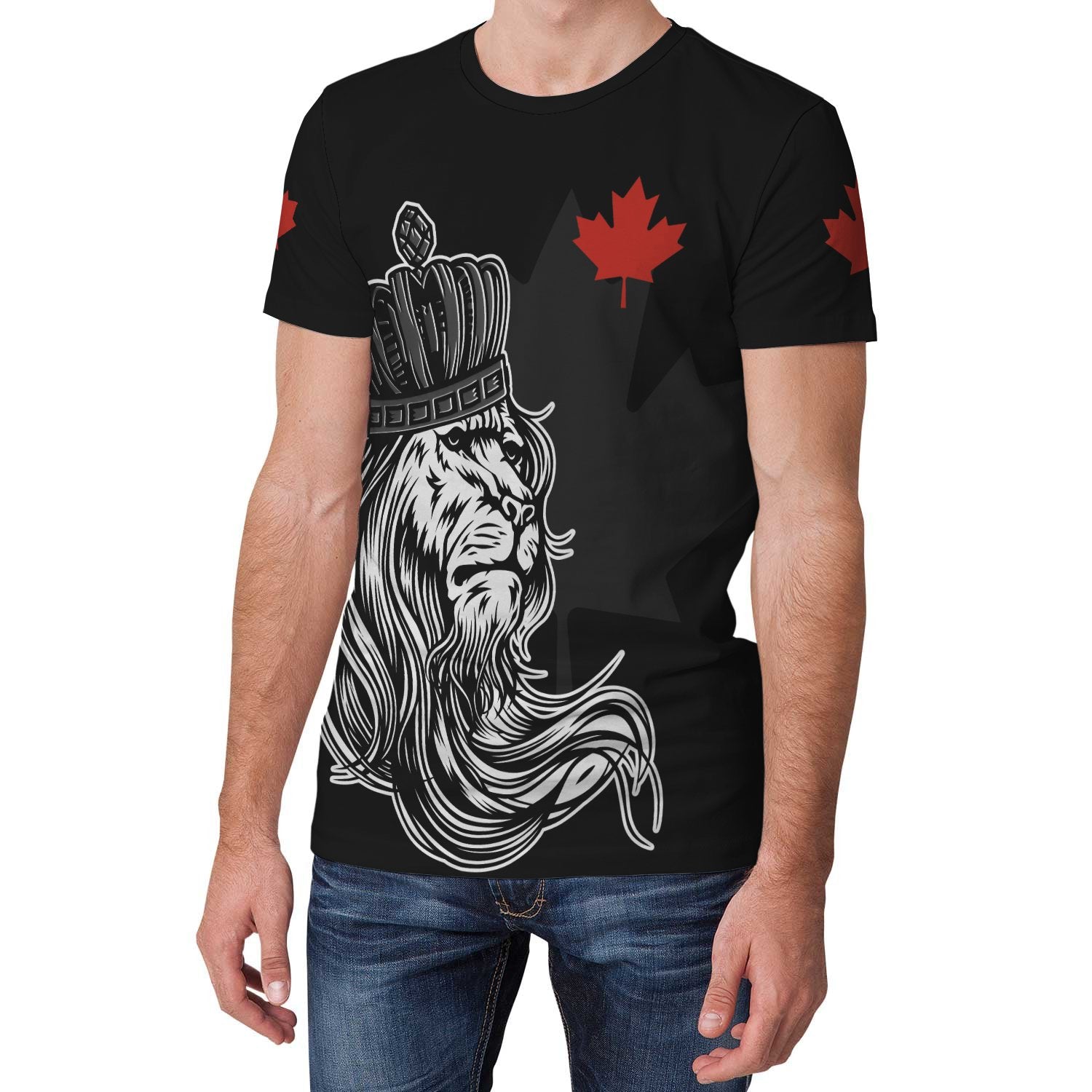 Canada T shirt - Lion With Crown (Women's/Men's) - Vibe Hoodie Shop