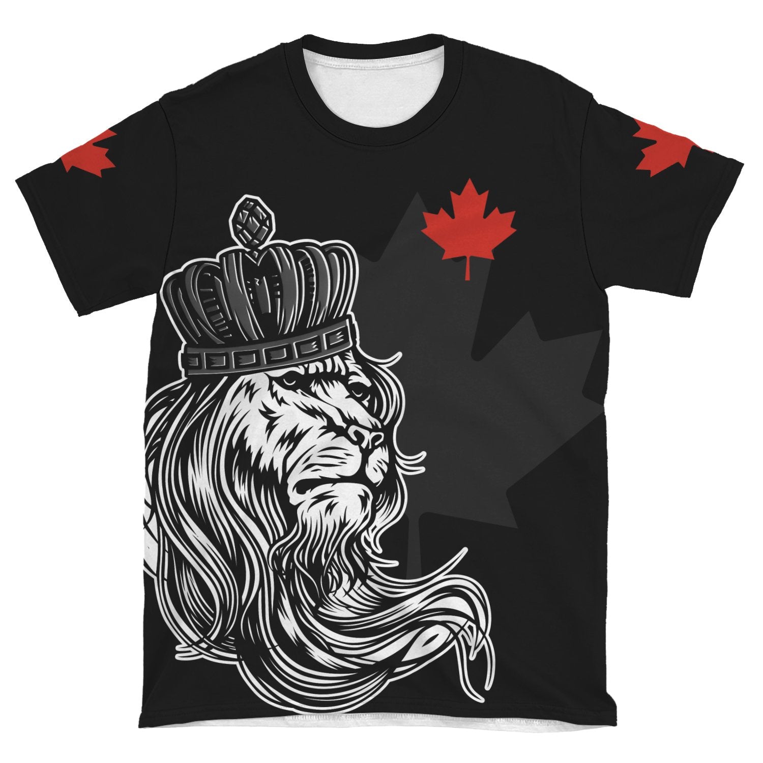 Canada T shirt - Lion With Crown (Women's/Men's) - Vibe Hoodie Shop