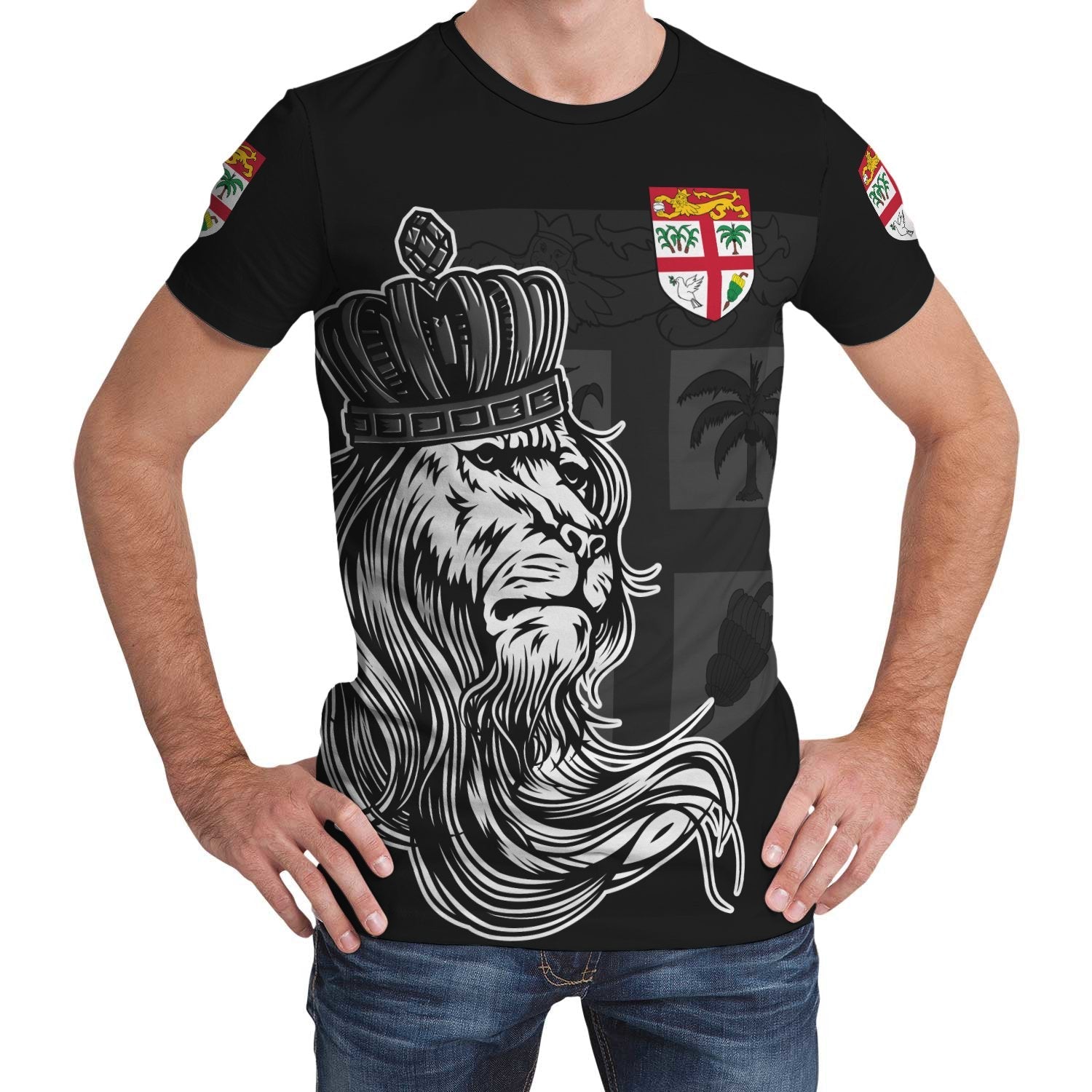 Fiji T shirt - Lion with Crown (Women's/Men's) - Vibe Hoodie Shop