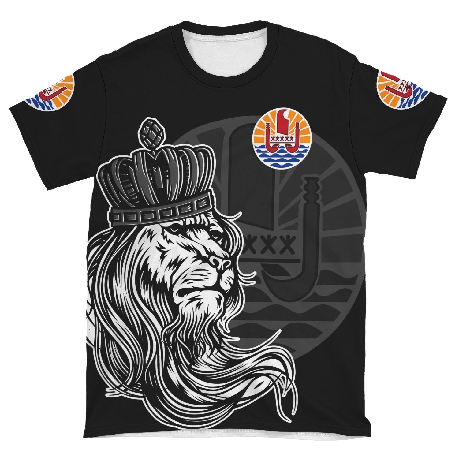 French Polynesia T shirt - Lion with Crown (Women's/Men's) - Vibe Hoodie Shop