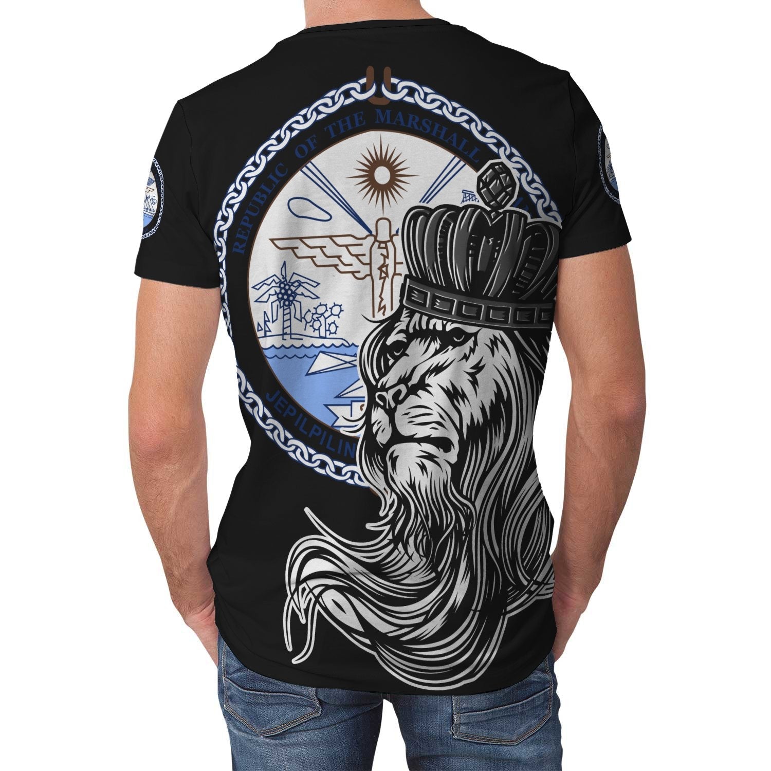 Marshall Islands T shirt - Lion with Crown (Women's/Men's) - Vibe Hoodie Shop