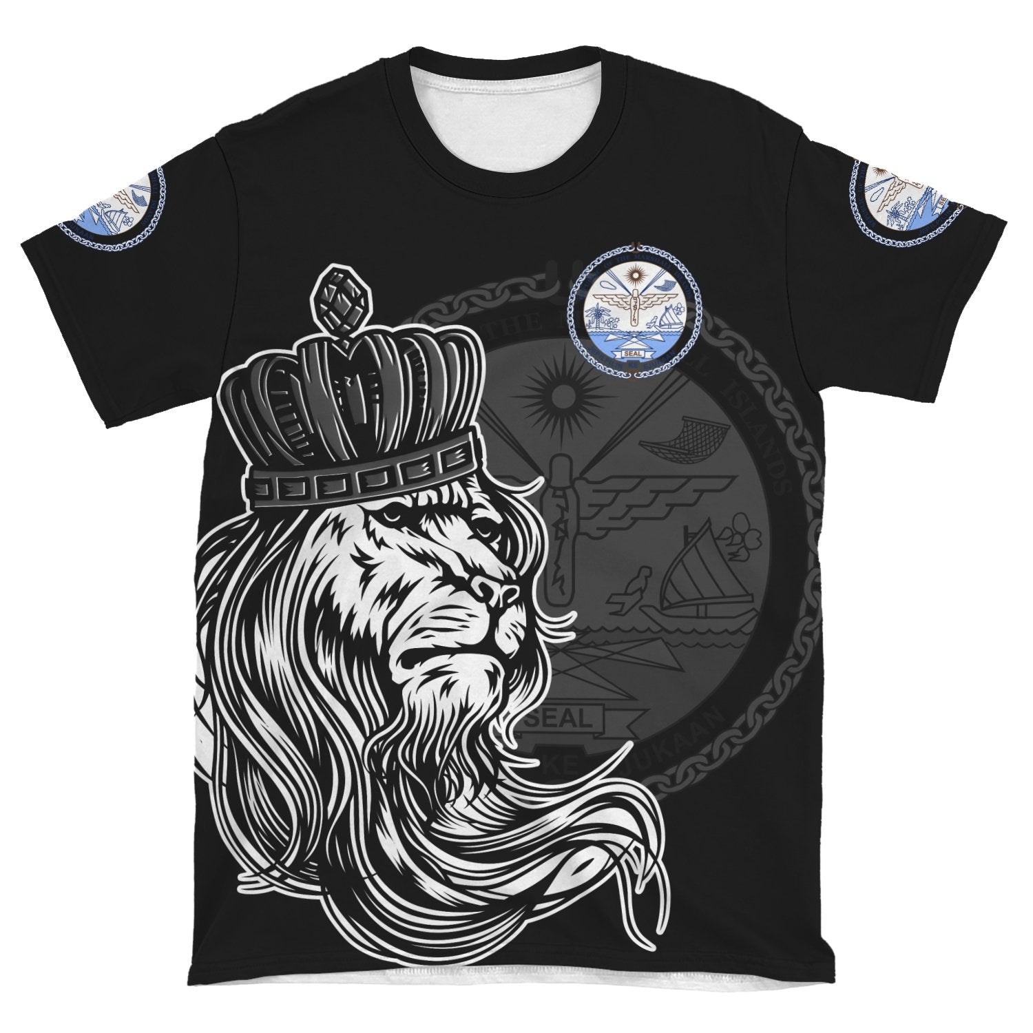 Marshall Islands T shirt - Lion with Crown (Women's/Men's) - Vibe Hoodie Shop