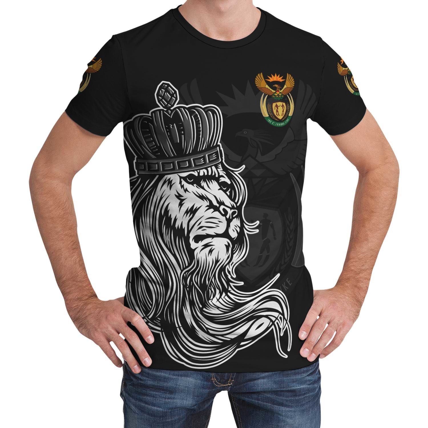 South Africa T shirt - Lion with Crown (Women's/Men's) - Vibe Hoodie Shop