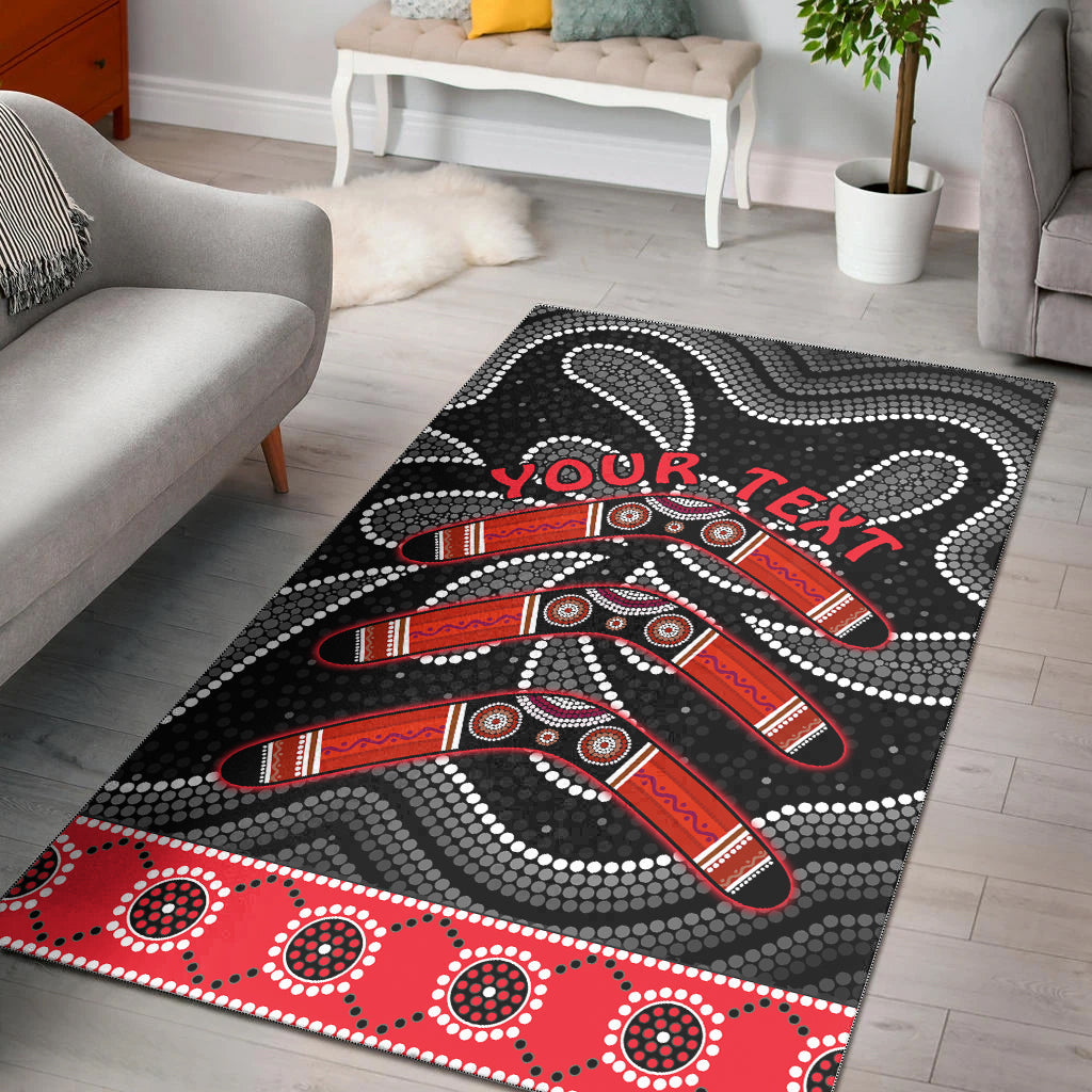 (Custom Personalised) Aboriginal Boomerang Area Rug Kangaroo Australia - Vibe Hoodie Shop