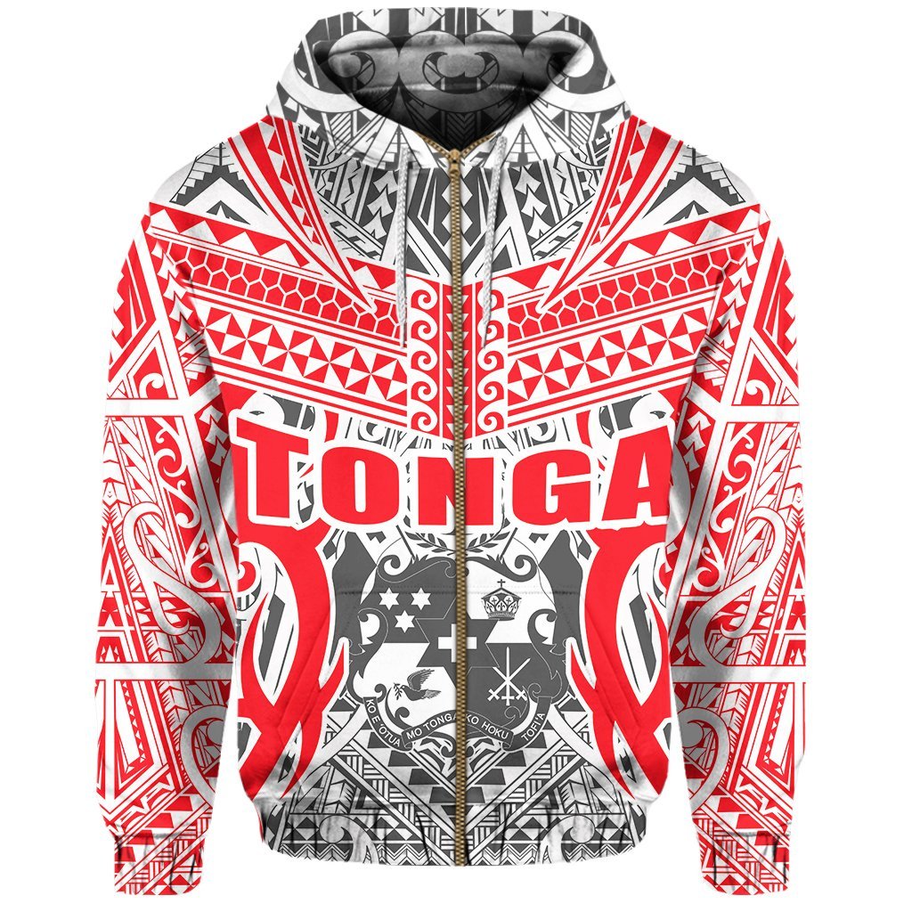 Tonga Hoodie - Kingdom Of Tonga Zip Hoodie - White Ver - Vibe Hoodie Shop