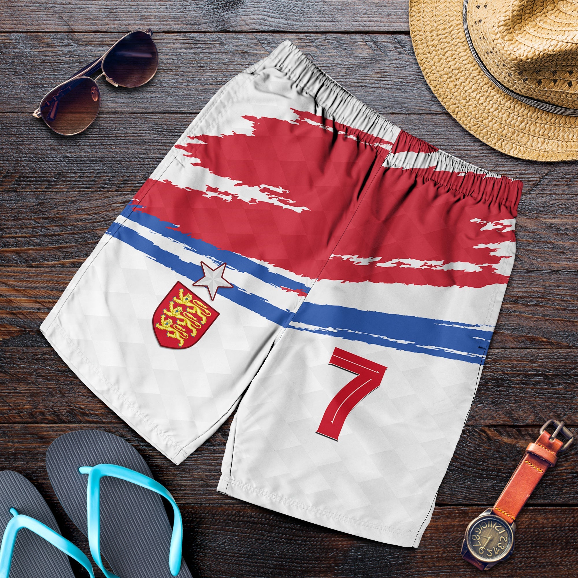 (Custom Personalised) England Football Men Shorts - Come on England - Custom Text - Vibe Hoodie Shop