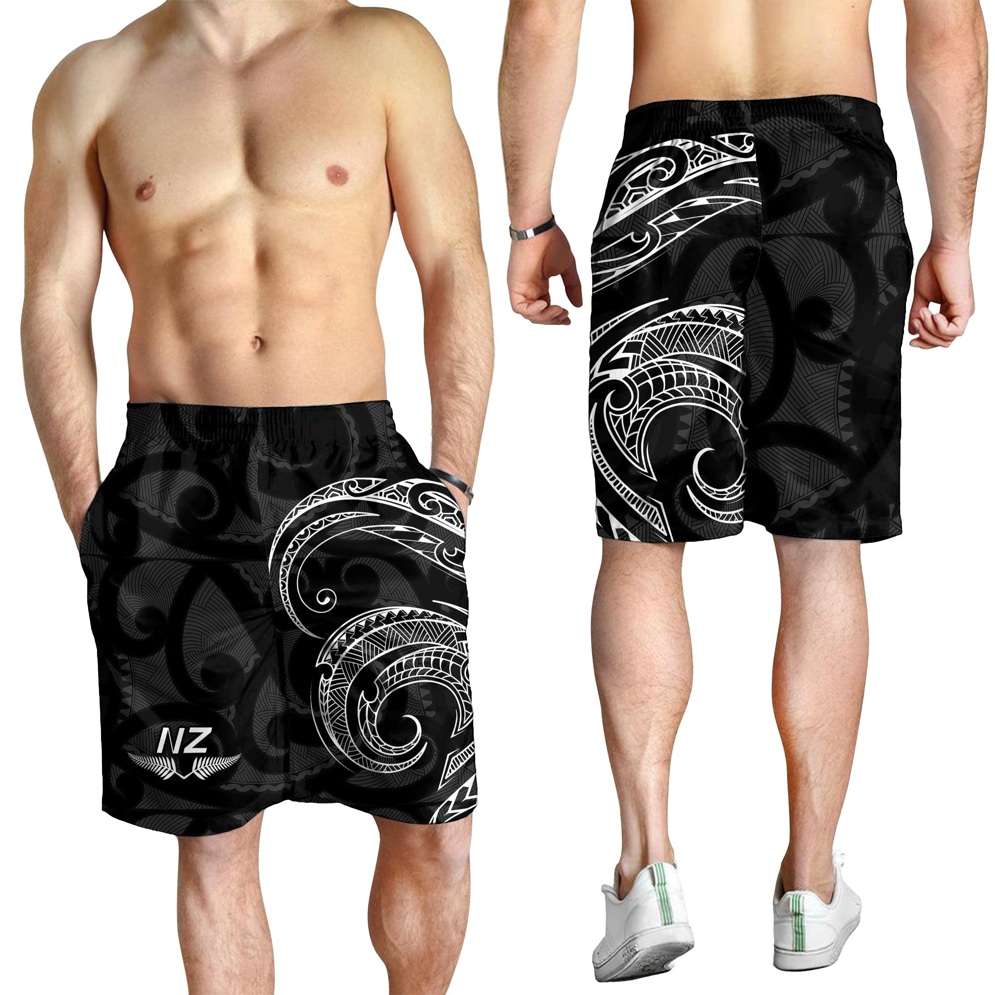 Aotearoa Maori Men Shorts Hei Tiki and Fern - Vibe Hoodie Shop