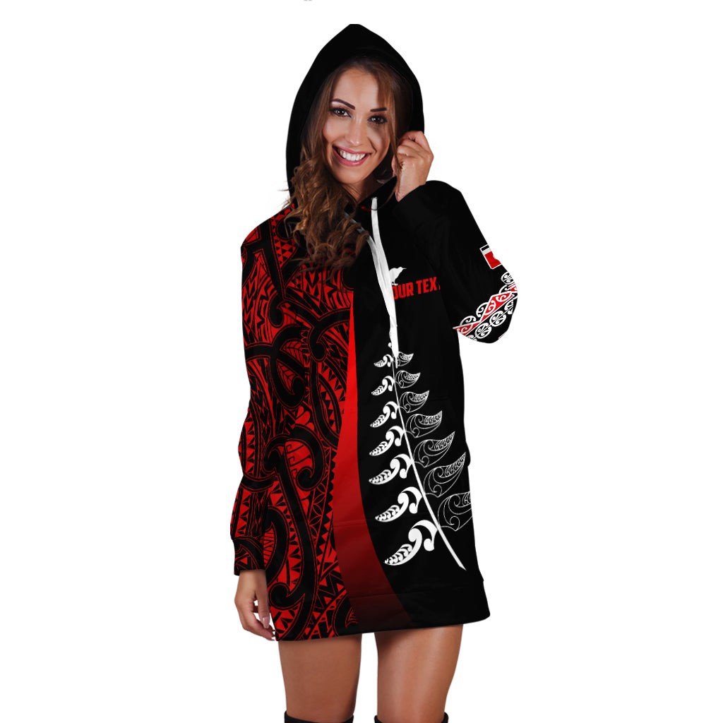 (Custom Personalised) Waitangi Day Hoodie Dress Maori Mix Fern Style Red - Vibe Hoodie Shop