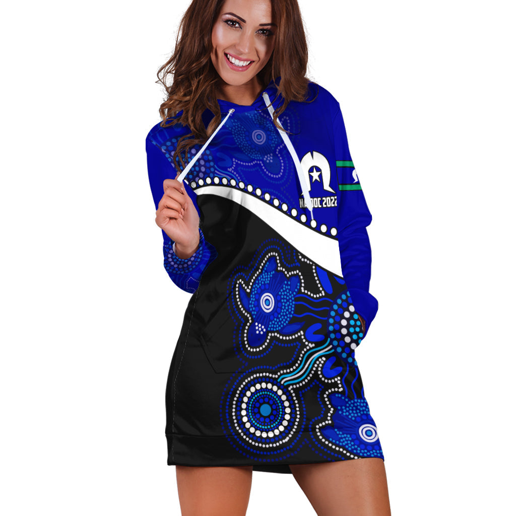 NAIDOC Week 2022 Hoodie Dress Torres Strait Islanders Version Blue Aboriginal Turtles - Vibe Hoodie Shop