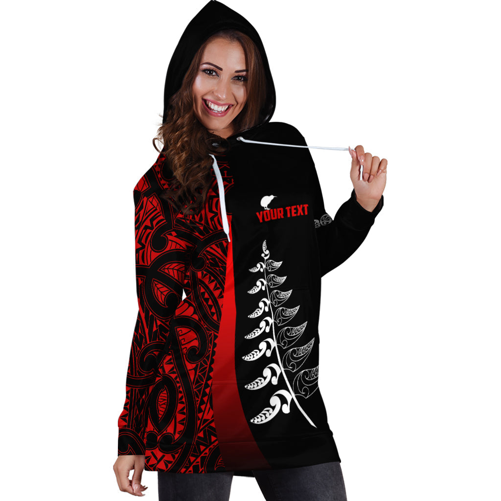 (Custom Personalised) Waitangi Day Hoodie Dress Maori Mix Fern Style Red - Vibe Hoodie Shop