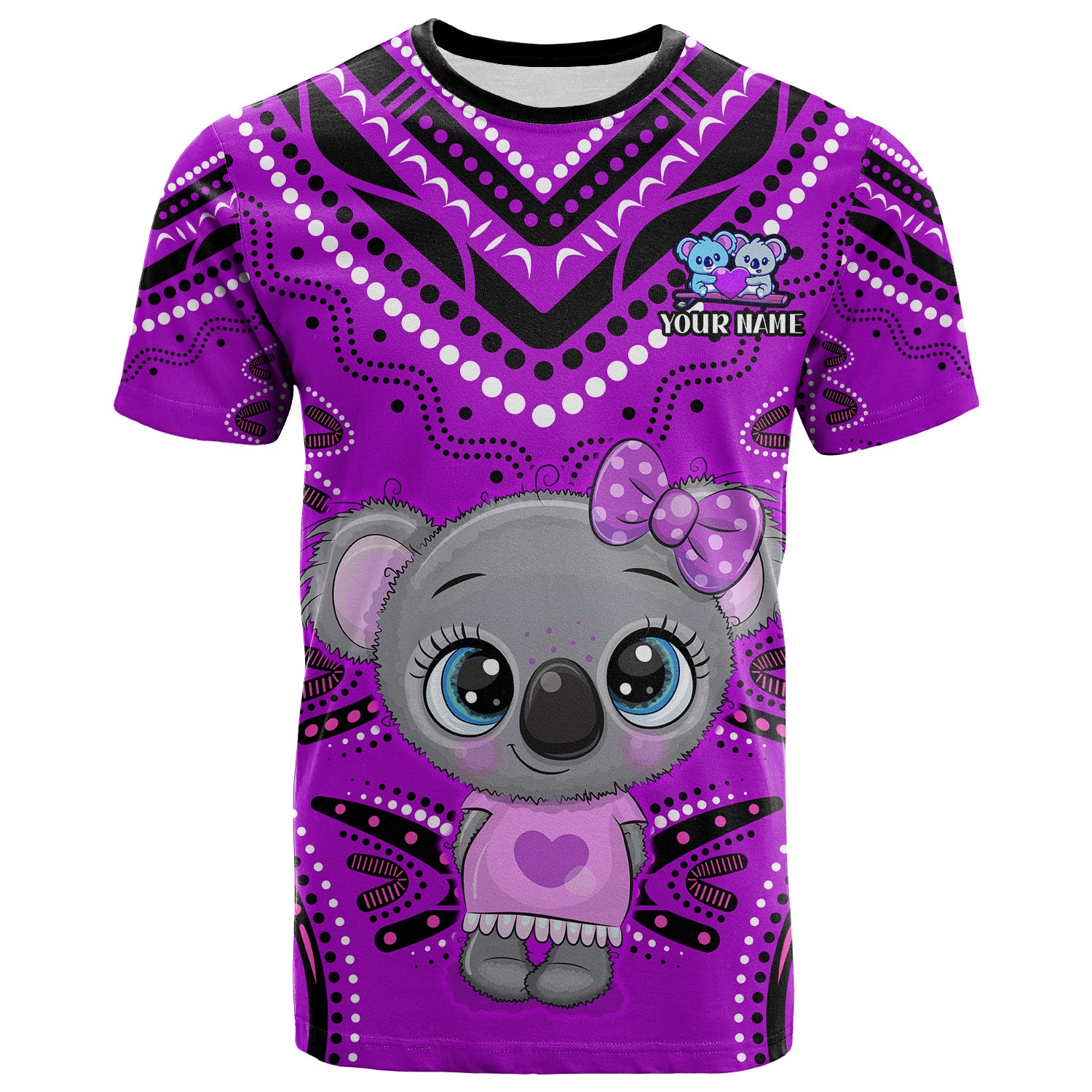 (Custom Personalised) Australia Valentine Cute Koala Couple T Shirt Aboriginal Valentine Purple - Vibe Hoodie Shop