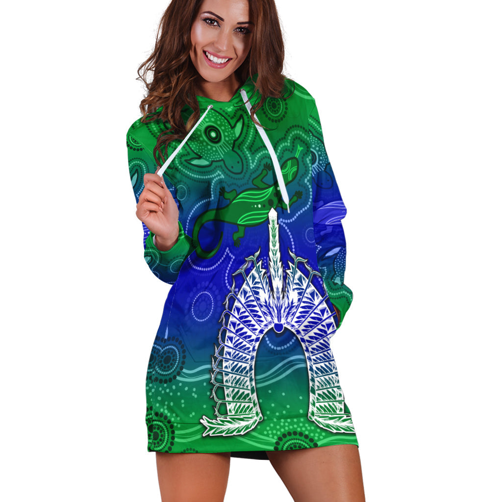 (Custom Personalised) Torres Strait Islands Hoodie Dress Aboriginal Art Lizard Symbol Peace - Vibe Hoodie Shop