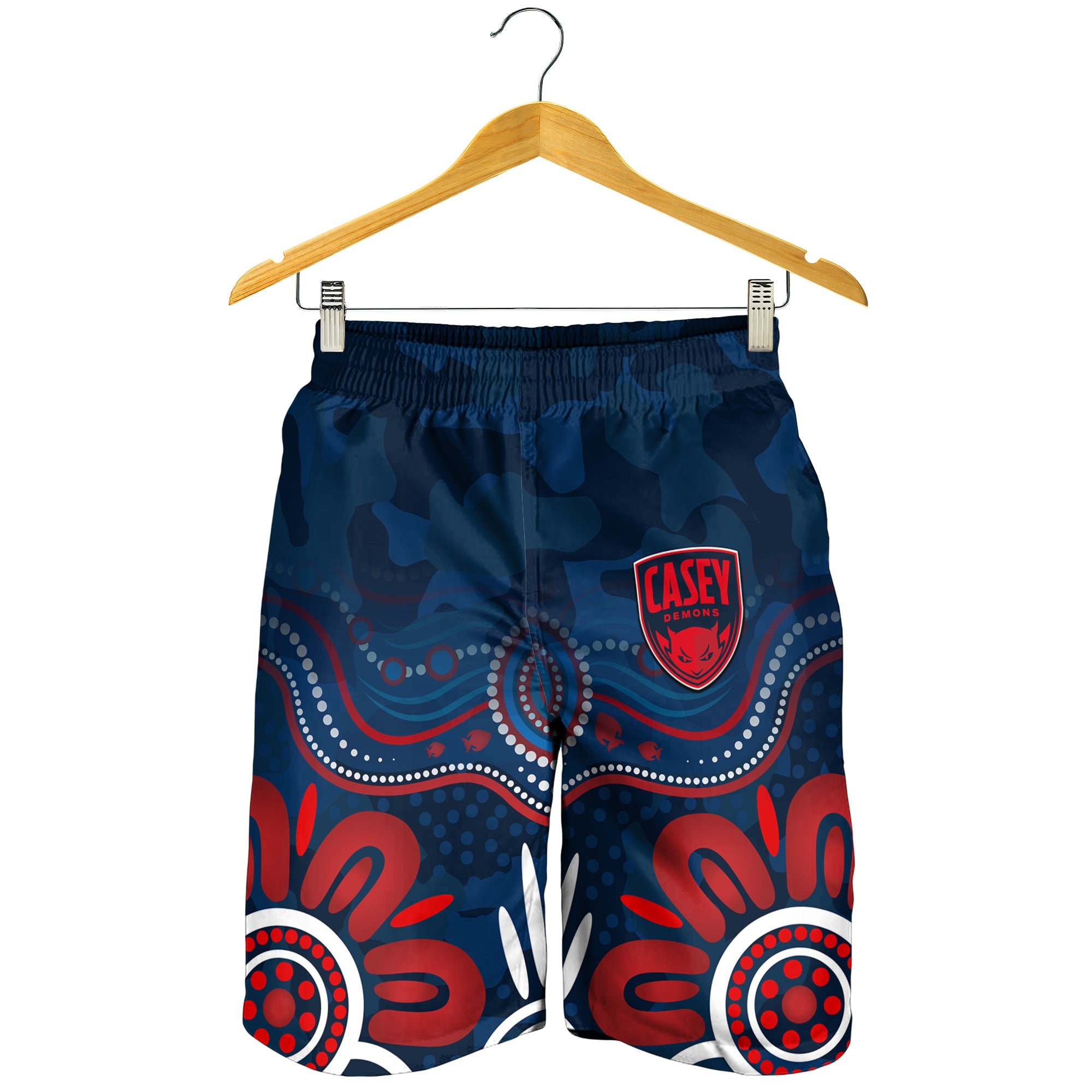 Demons ANZAC 2022 Men Shorts Casey Football Aboriginal Poppy - Vibe Hoodie Shop