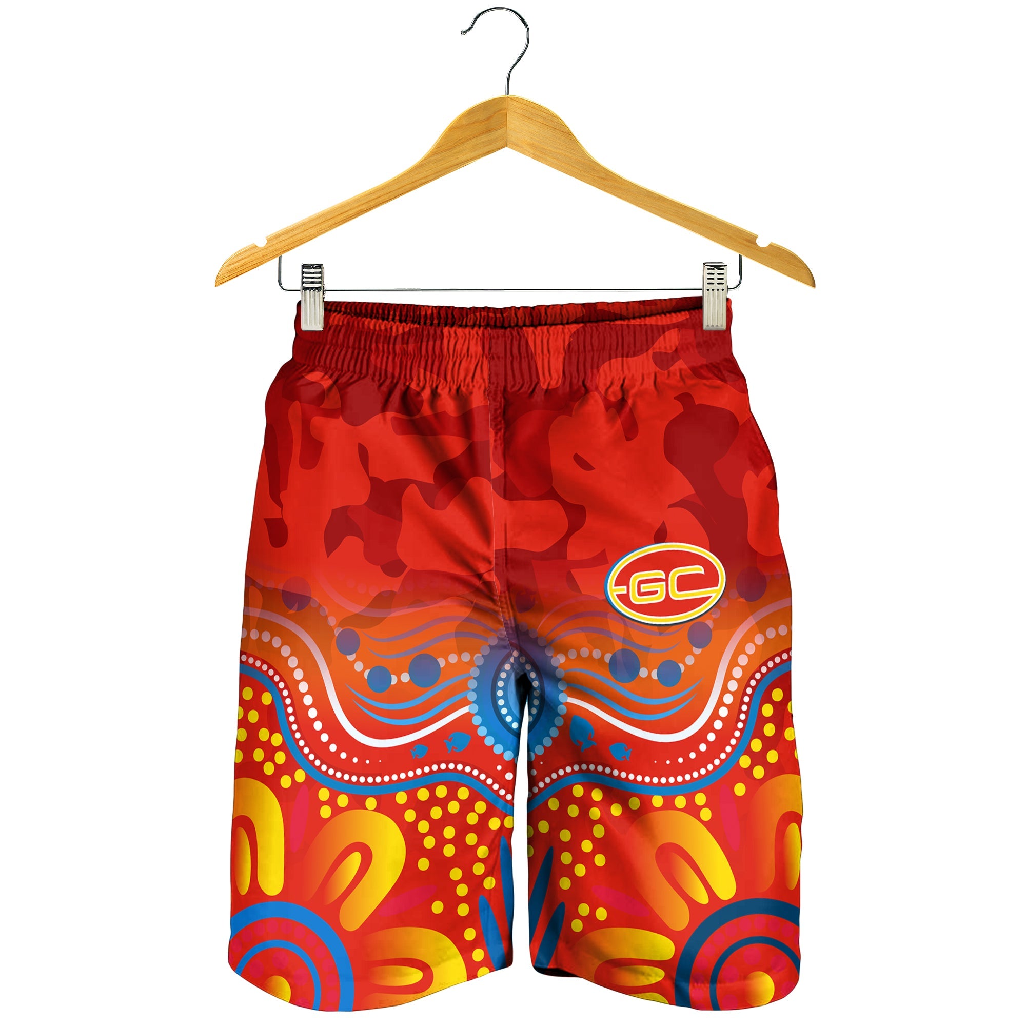 Suns ANZAC 2022 Men Shorts Gold Coast Aboriginal Poppy - Vibe Hoodie Shop