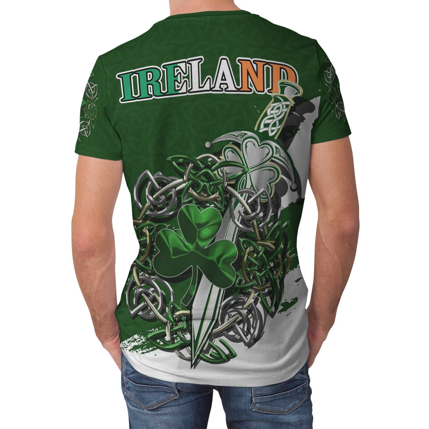 Wallis Ireland T shirt Celtic Irish Shamrock and Sword - Vibe Hoodie Shop