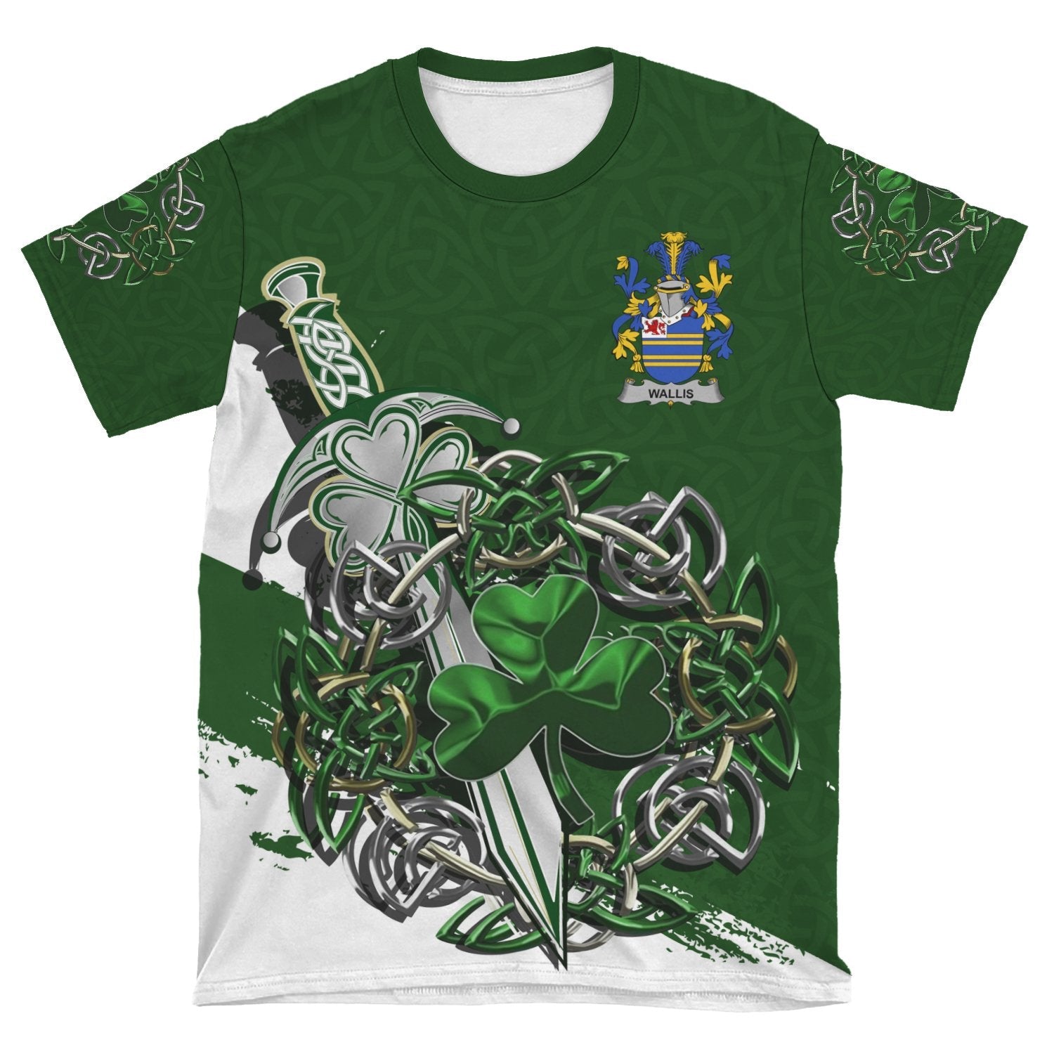 Wallis Ireland T shirt Celtic Irish Shamrock and Sword - Vibe Hoodie Shop