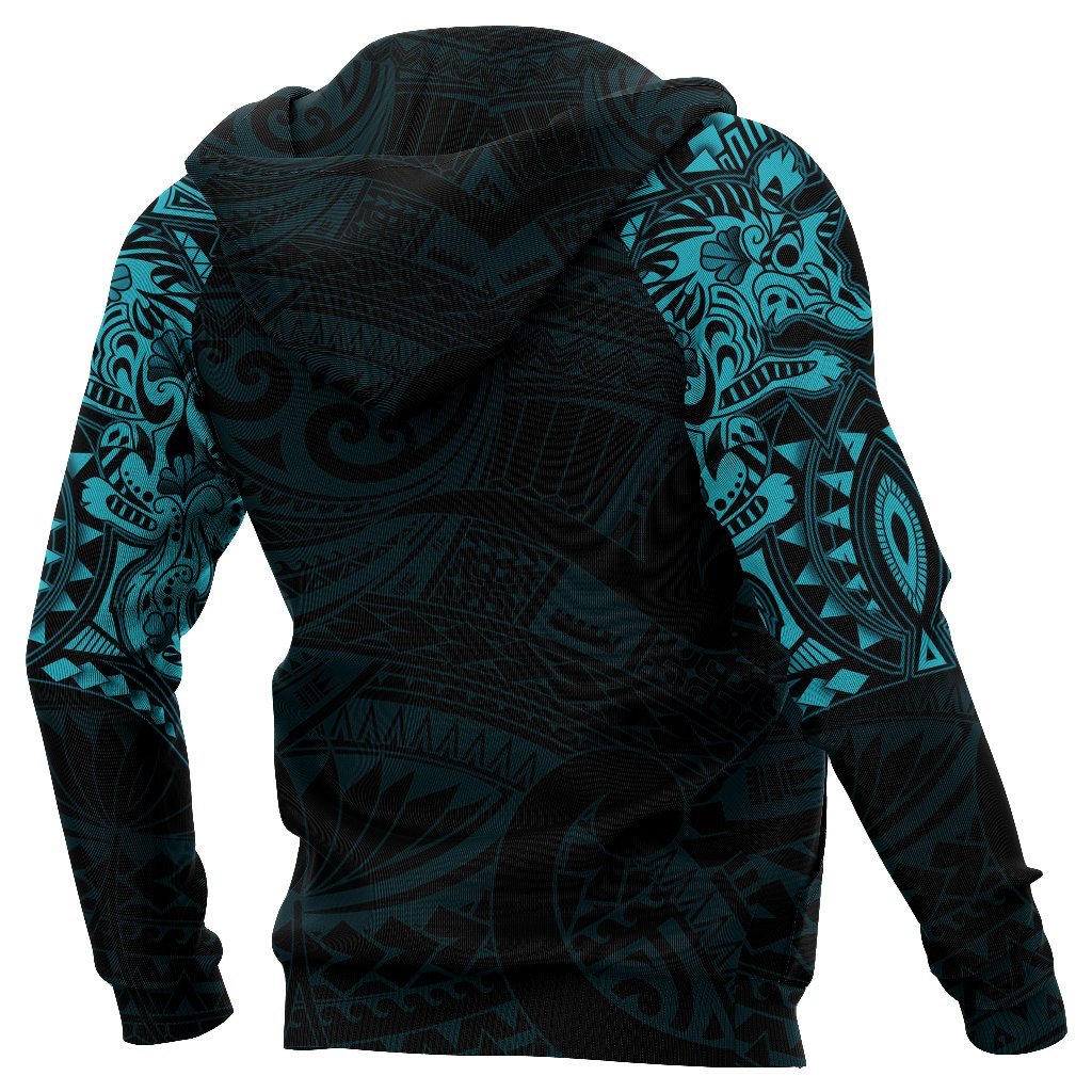 New Zealand Hoodie, Maori Tattoo Wolf Dragon Pullover Hoodie - Blue - Vibe Hoodie Shop