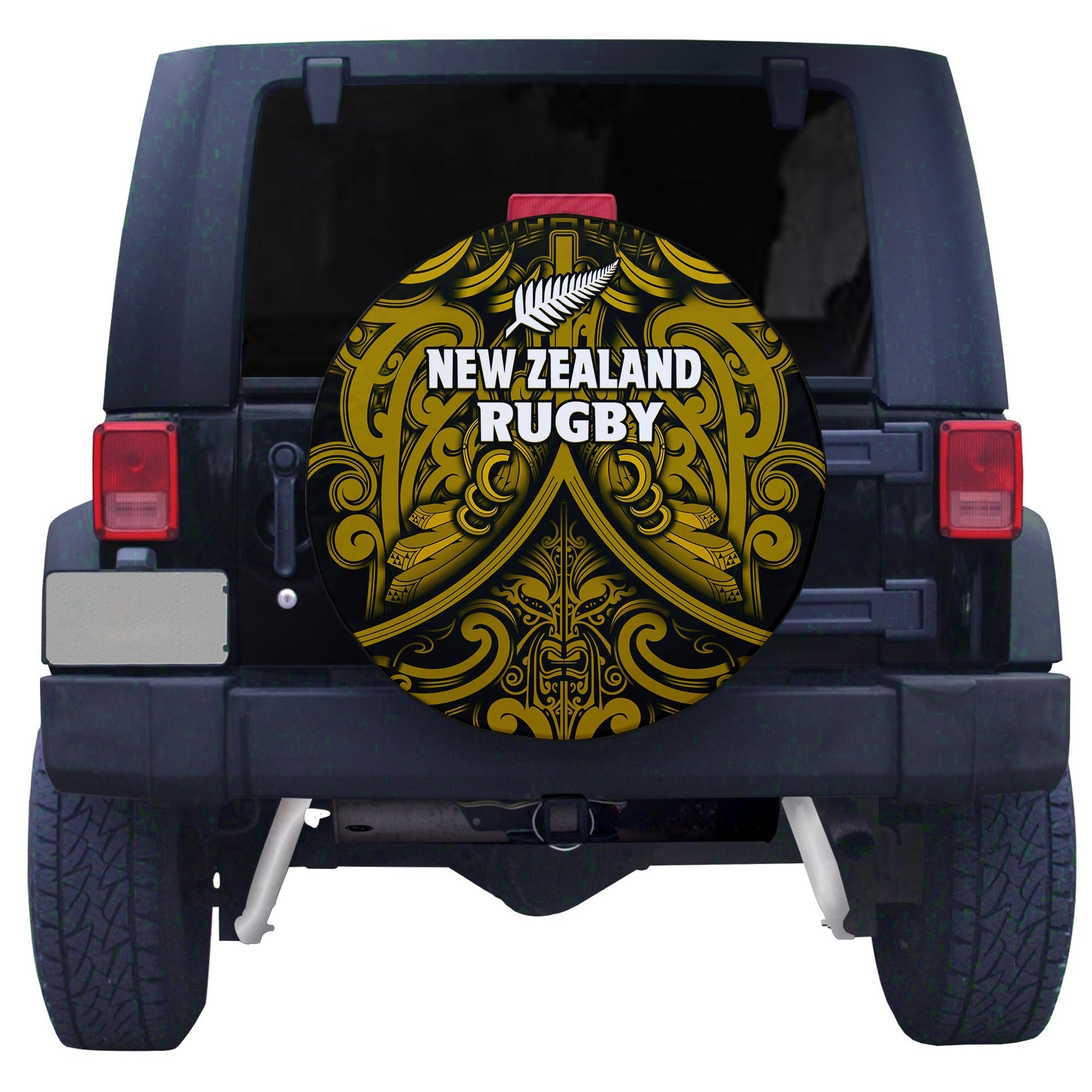 New Zealand Silver Fern Rugby Spare Tire Cover All Black Gold NZ Maori Pattern - Vibe Hoodie Shop