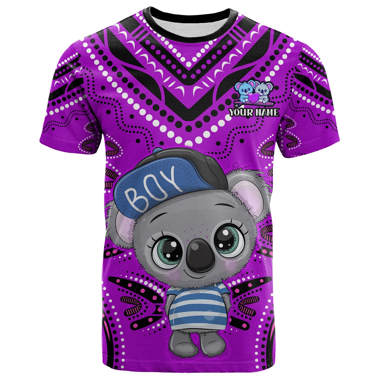 (Custom Personalised) Australia Valentine Cute Koala Couple T Shirt Aboriginal Valentine Purple - Vibe Hoodie Shop