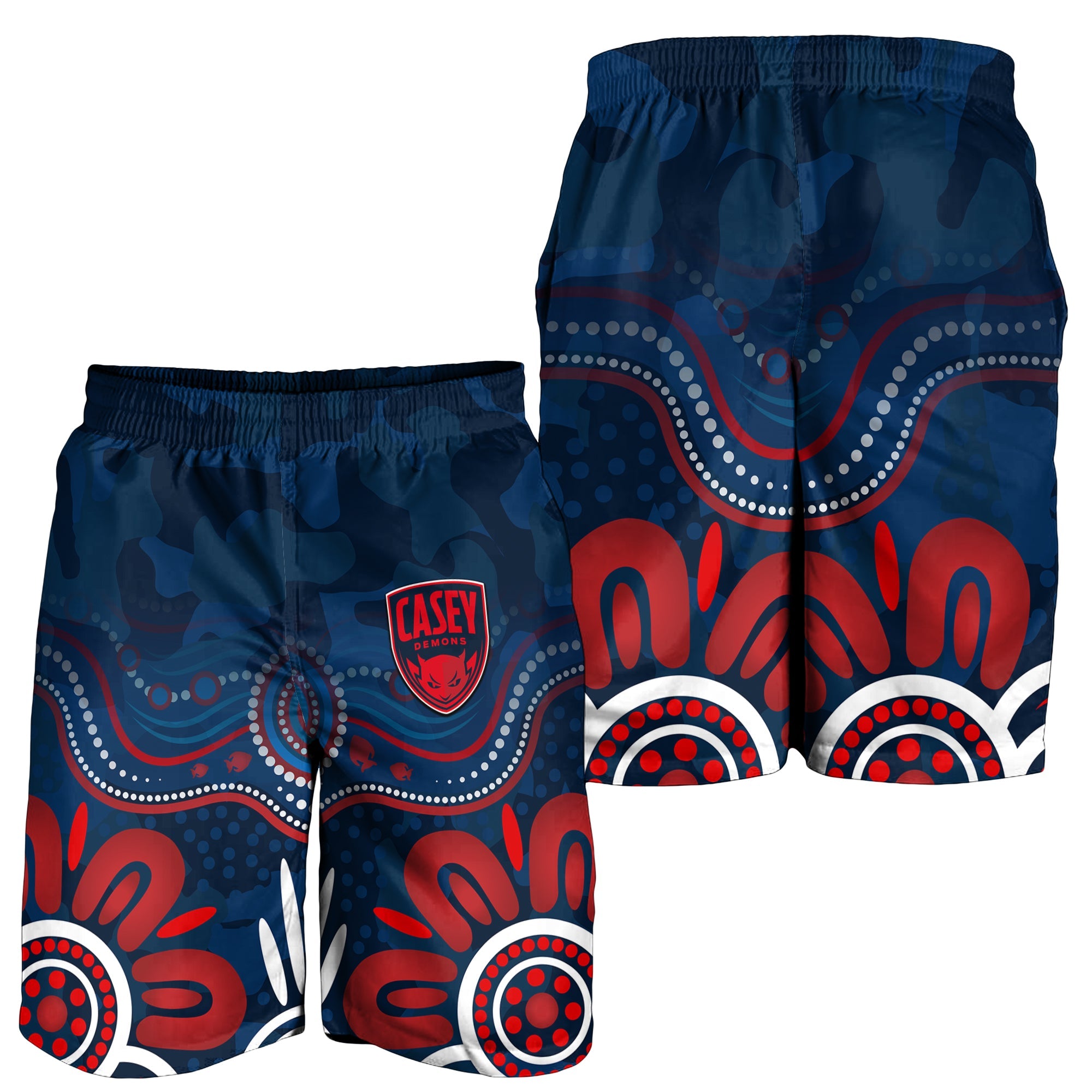 Demons ANZAC 2022 Men Shorts Casey Football Aboriginal Poppy - Vibe Hoodie Shop