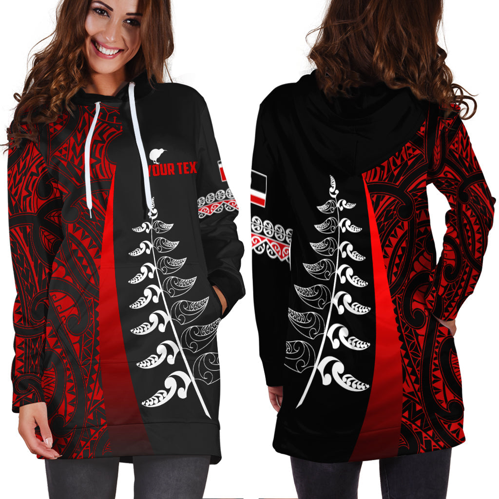 (Custom Personalised) Waitangi Day Hoodie Dress Maori Mix Fern Style Red - Vibe Hoodie Shop