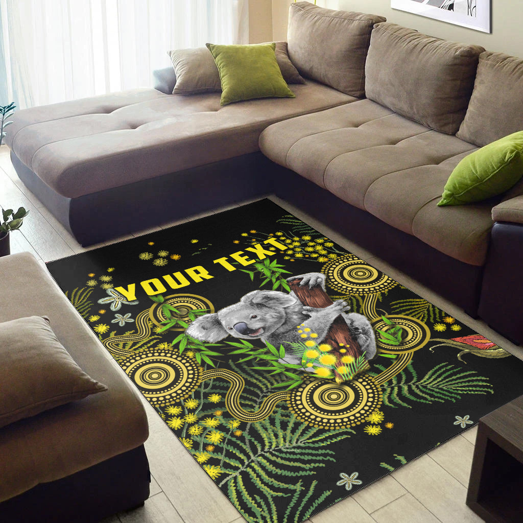 (Custom Personalised) Golden Wattle Area Rug Australia Acacia Pycnantha Mix Aboriginal - Vibe Hoodie Shop