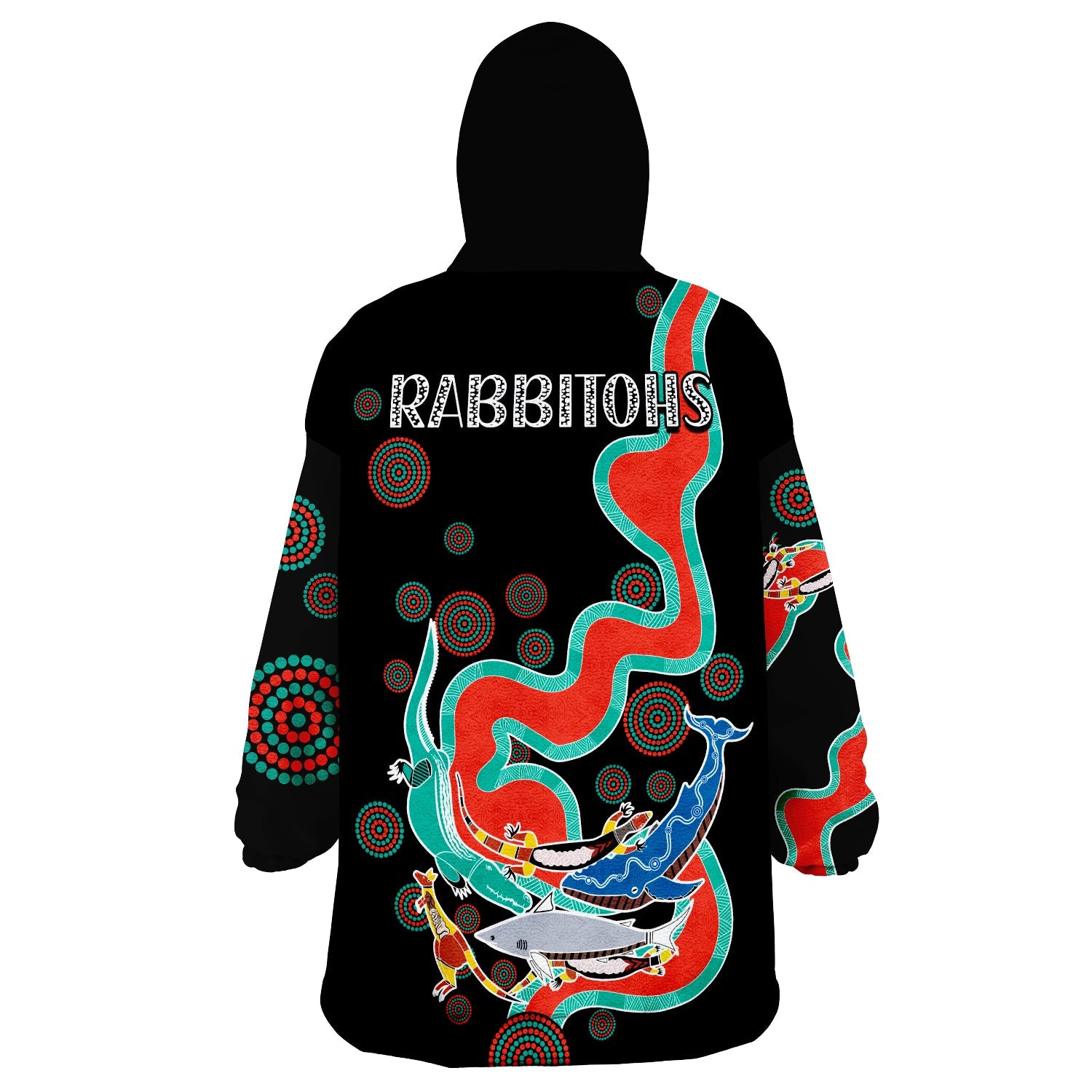 Rabbitohs Wearable Blanket Hoodie Go The Bunnies Aboriginal - Vibe Hoodie Shop