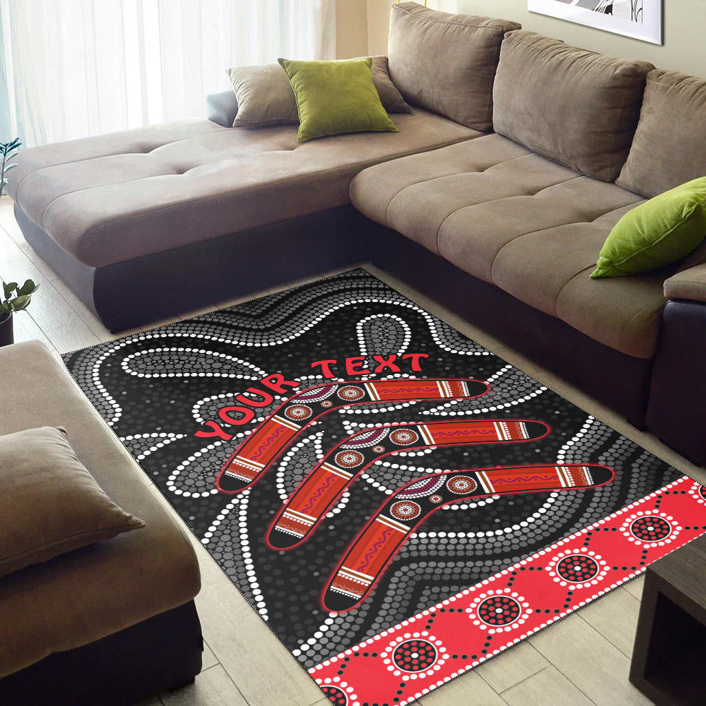 (Custom Personalised) Aboriginal Boomerang Area Rug Kangaroo Australia - Vibe Hoodie Shop