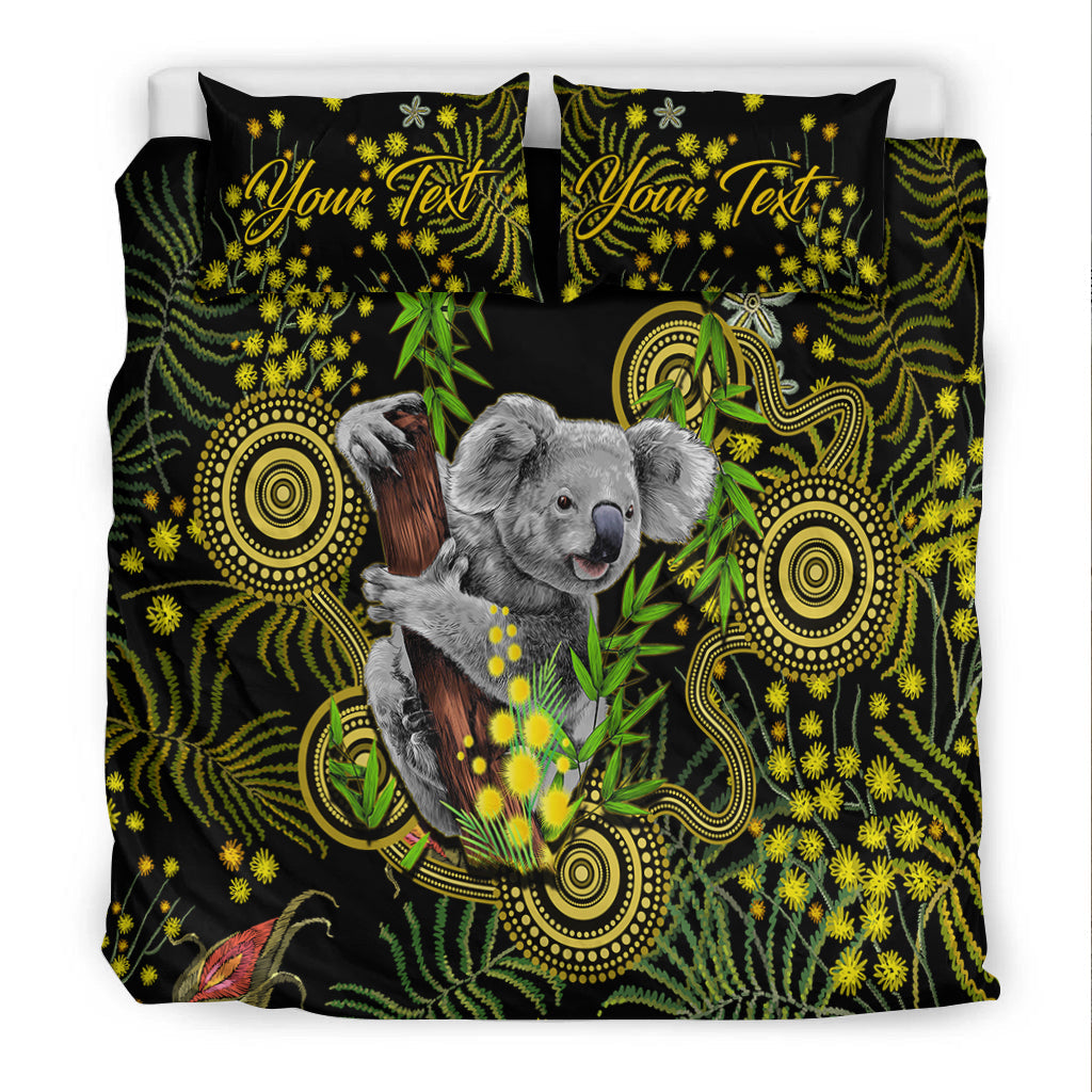 (Custom Personalised) Golden Wattle Bedding Set Australia Acacia Pycnantha Mix Aboriginal - Vibe Hoodie Shop