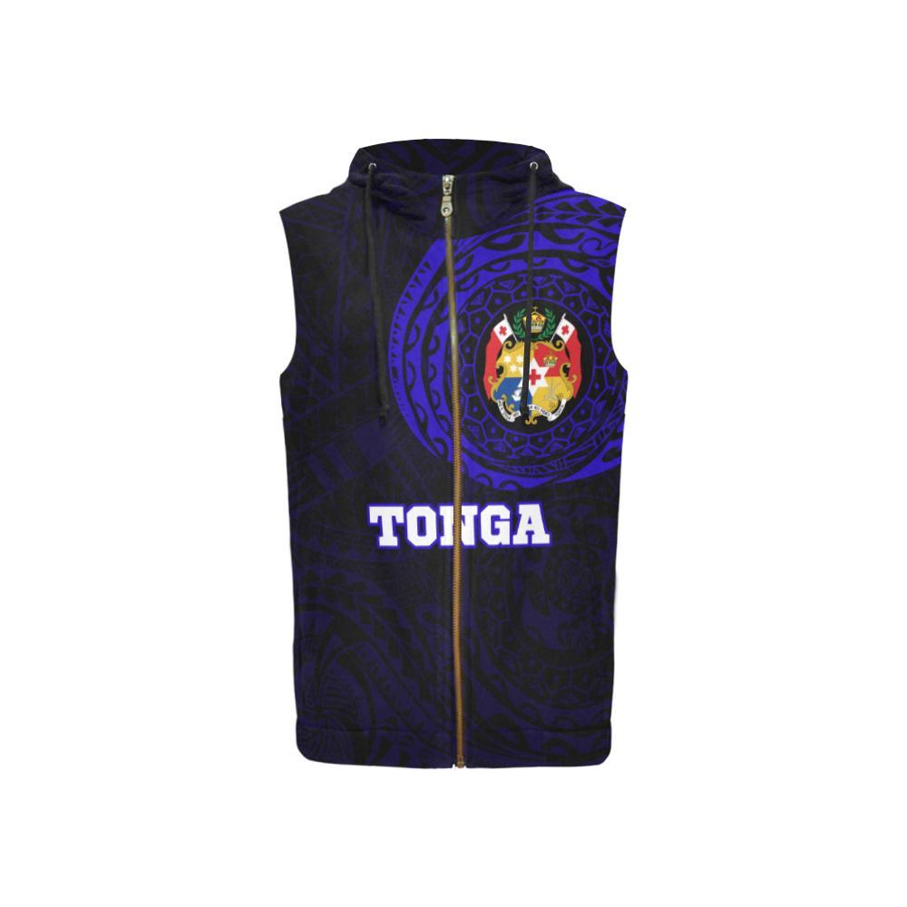 Tonga In My Heart Zipper Sleeveless Hoodie Blue - Vibe Hoodie Shop