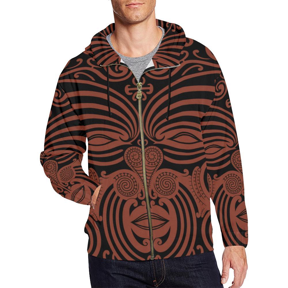 New Zealand Hoodie Moko Maori Zip - Up - Vibe Hoodie Shop