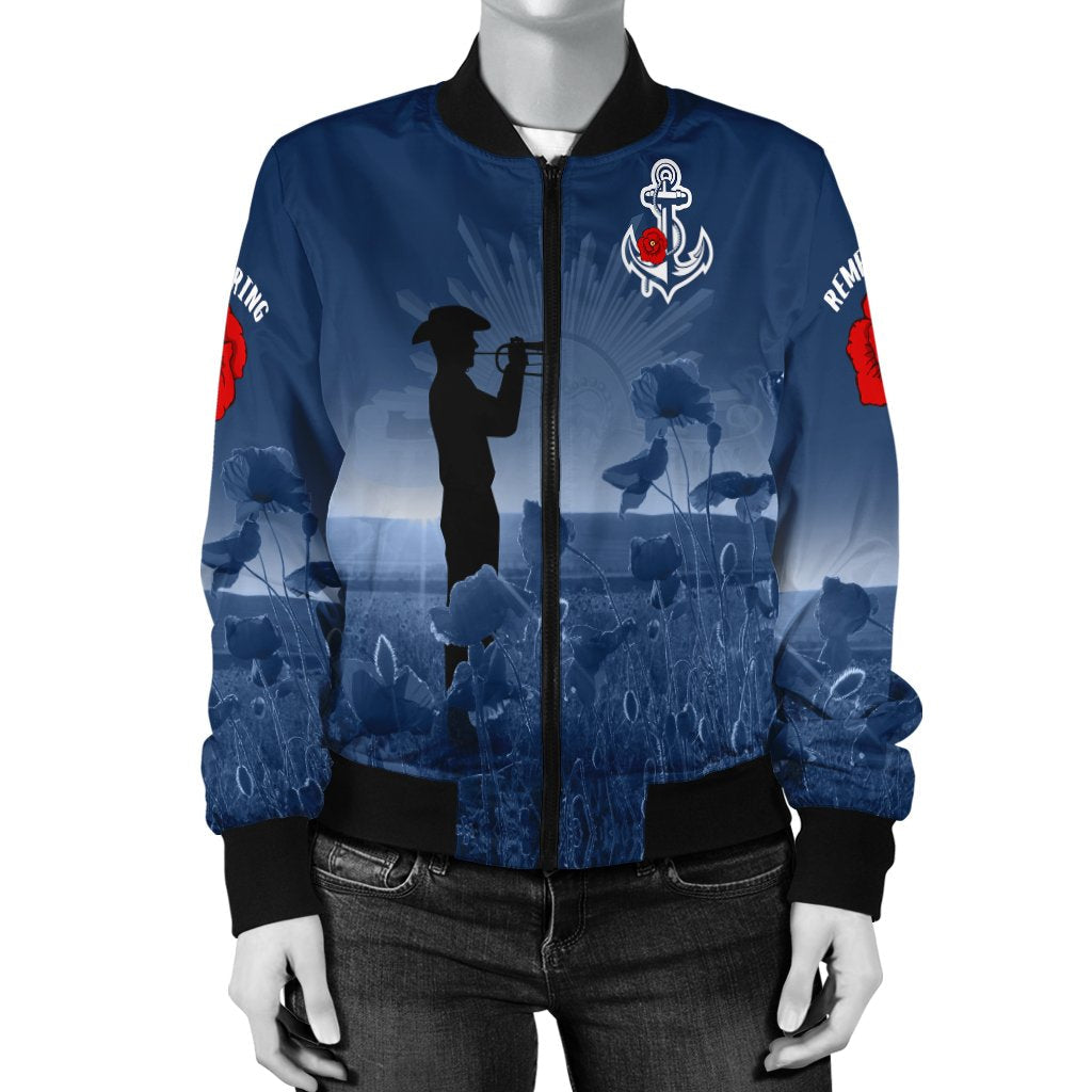 Australia Navy ANZAC Women's Bomber Jacket - Remembering Our Heroes - Vibe Hoodie Shop