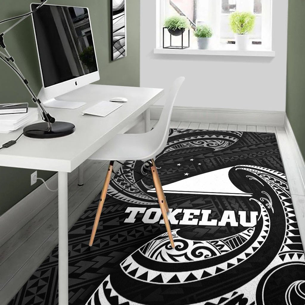 Tokelau Polynesian Area Rug - White Tribal Wave - Vibe Hoodie Shop