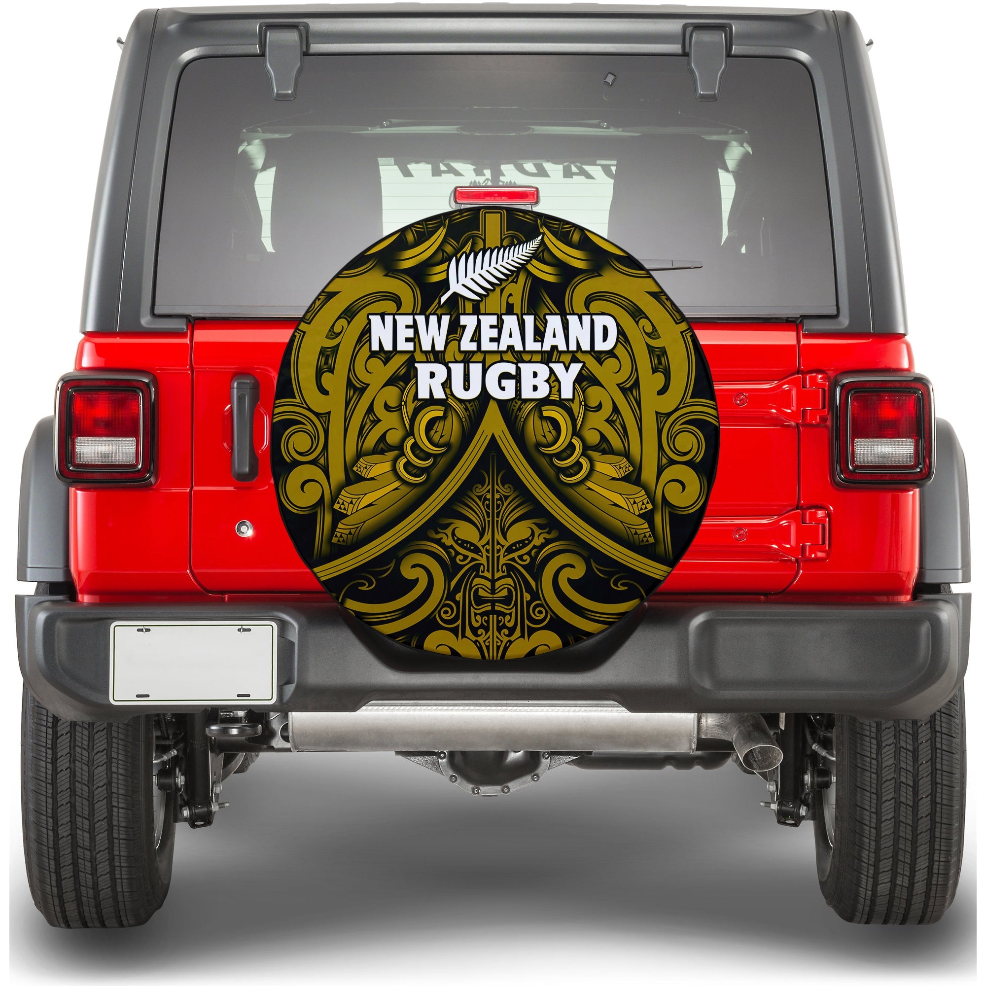 New Zealand Silver Fern Rugby Spare Tire Cover All Black Gold NZ Maori Pattern - Vibe Hoodie Shop
