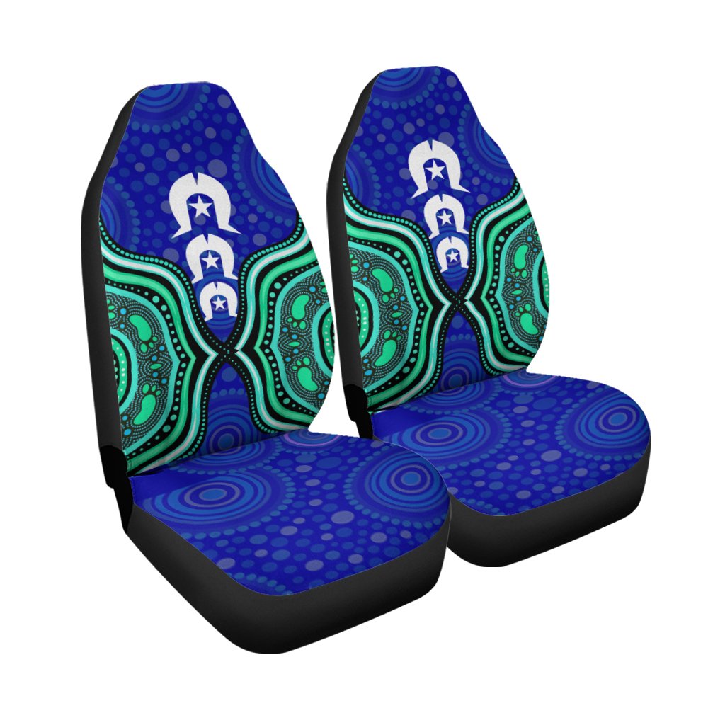 Torres Strait Car Seat Covers - Torres Strait Symbol And Aboriginal Patterns - Vibe Hoodie Shop