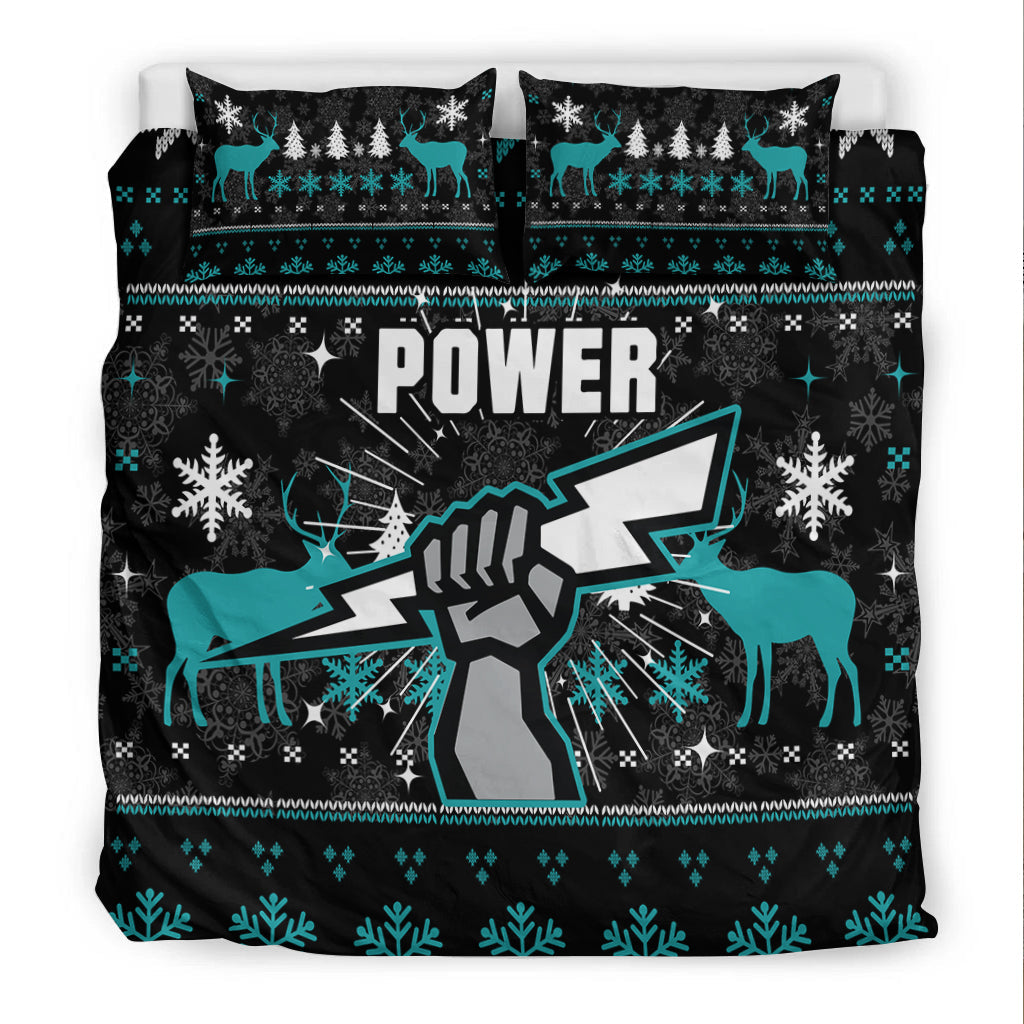 Port Adelaide Bedding Set - Christmas Ugly Style - - Vibe Hoodie Shop