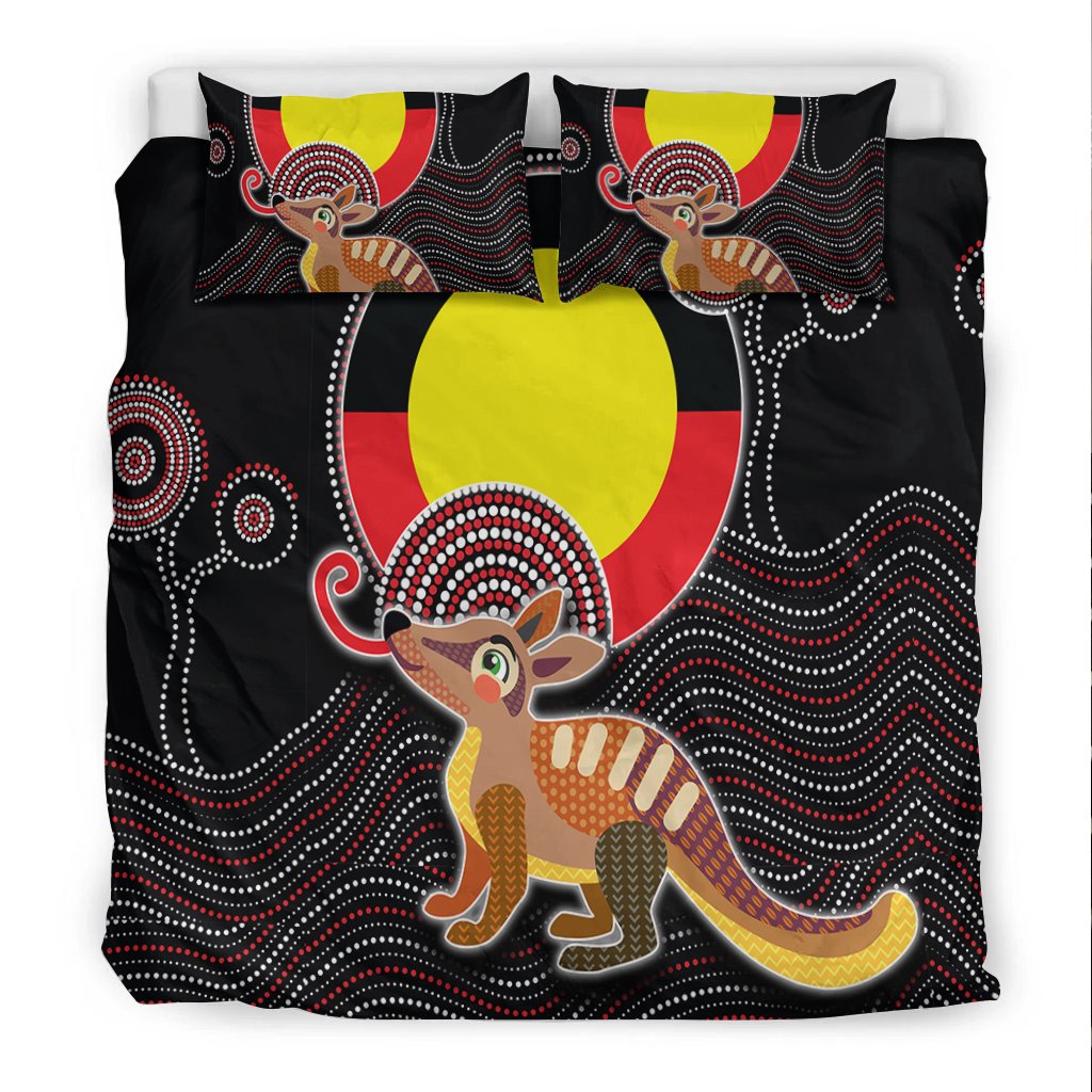 Aboriginal Bedding Set - Numbat with Aboriginal Flag - Vibe Hoodie Shop