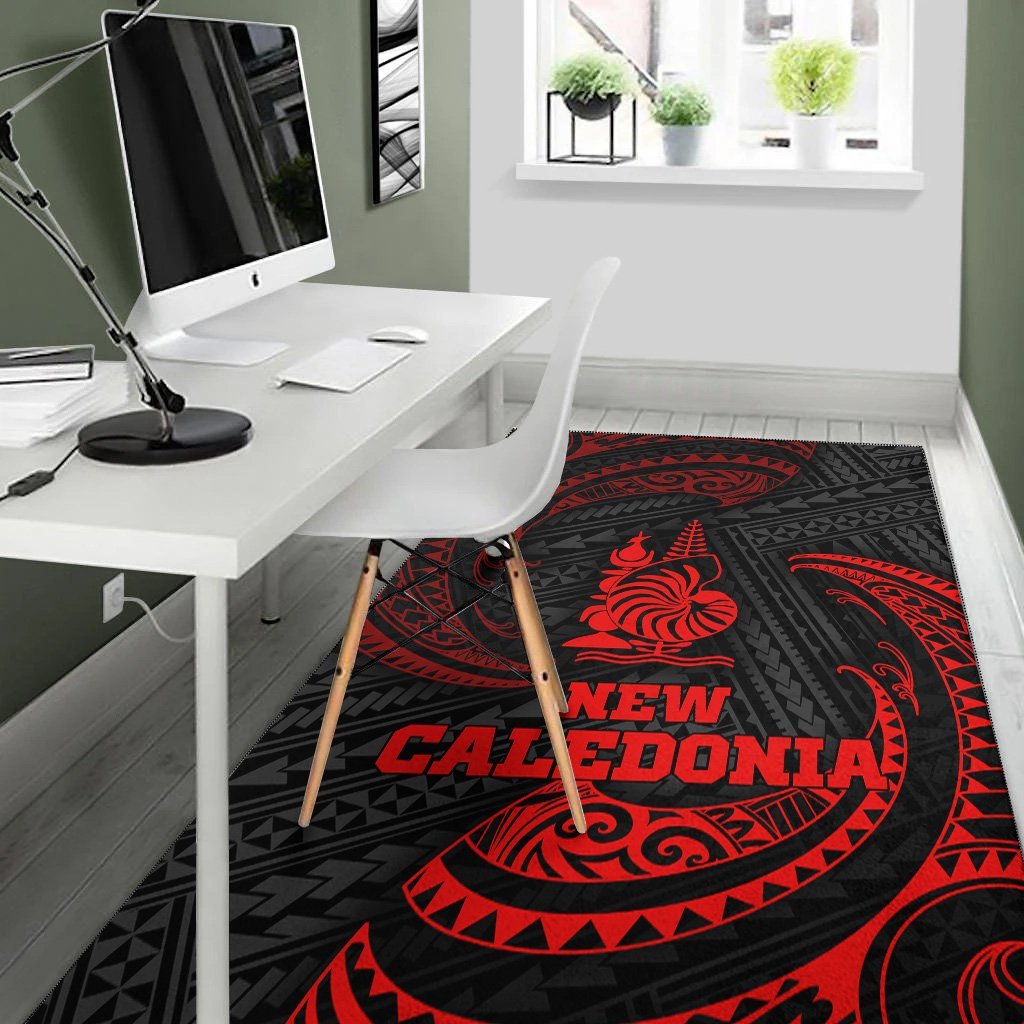 New Caledonia Polynesian Area Rug - Red Tribal Wave - Vibe Hoodie Shop