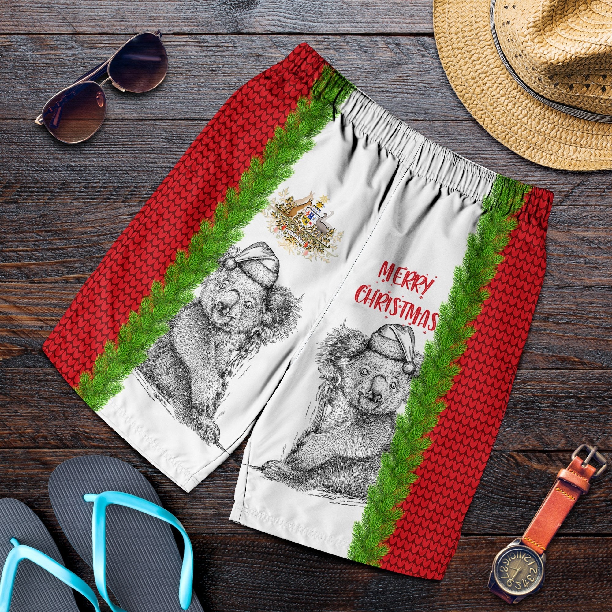 Custom Australia Christmas Men's Shorts - Merry Christmas Koala - Vibe Hoodie Shop