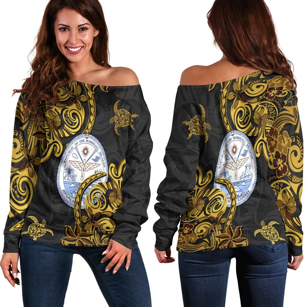 Marshall Islands Women's Off Shoulder Sweaters - Abstract Style - Vibe Hoodie Shop