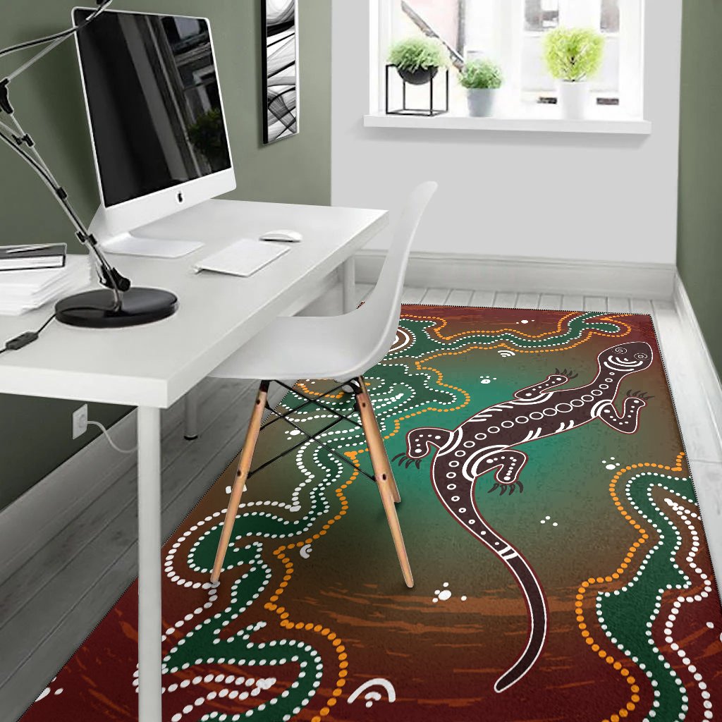 Aboriginal Area Rug - Lizard and Dot Painting - Vibe Hoodie Shop